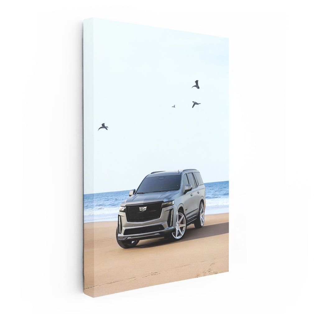 Cadillac Gray on Beach - Timeless Elegance in Motion