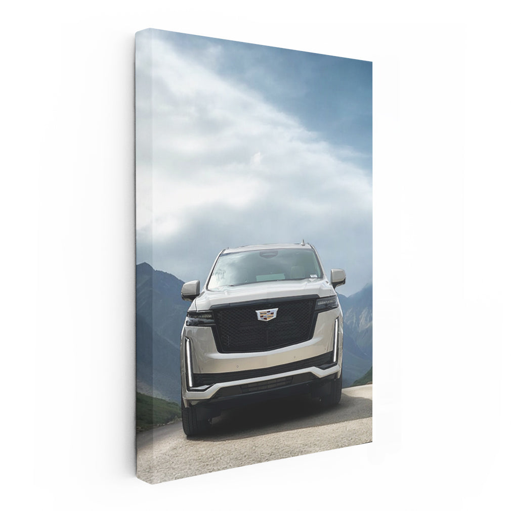 Majestic Cadillac Among Mountain Peaks - Power and Elegance