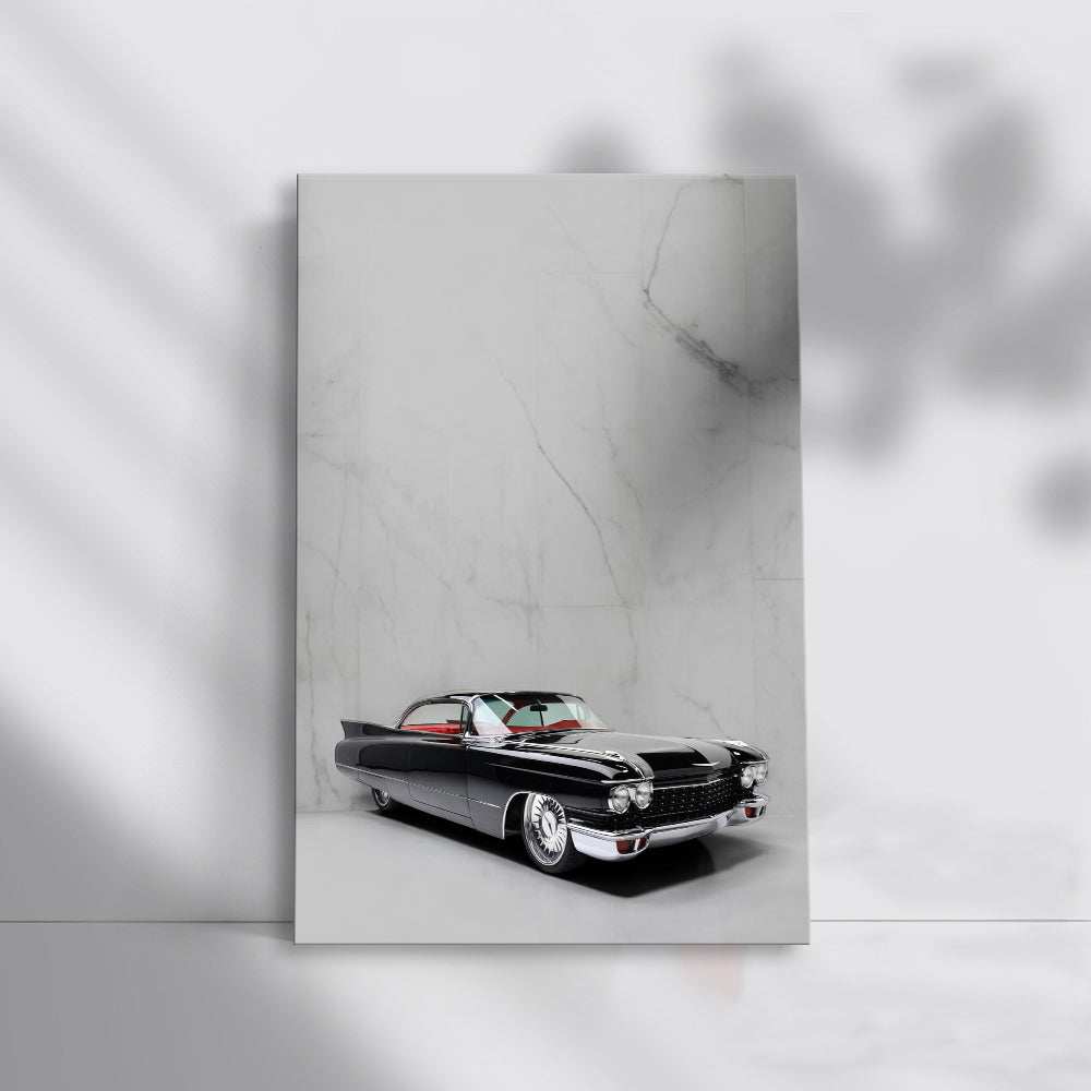 Vintage Black Cadillac on Marble - Classic Elegance