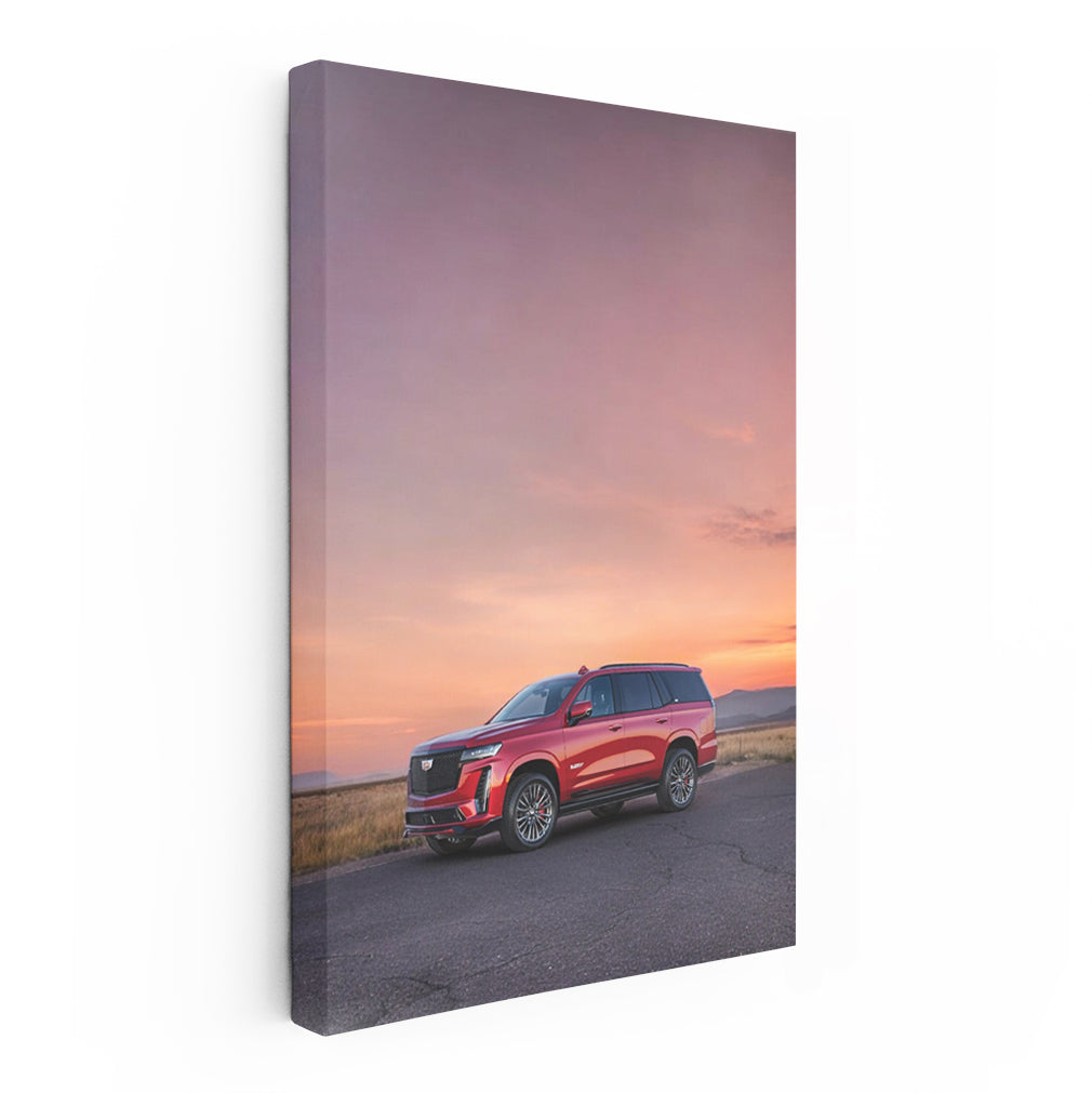Sunset Crimson Cadillac - Luxurious Elegance in Motion