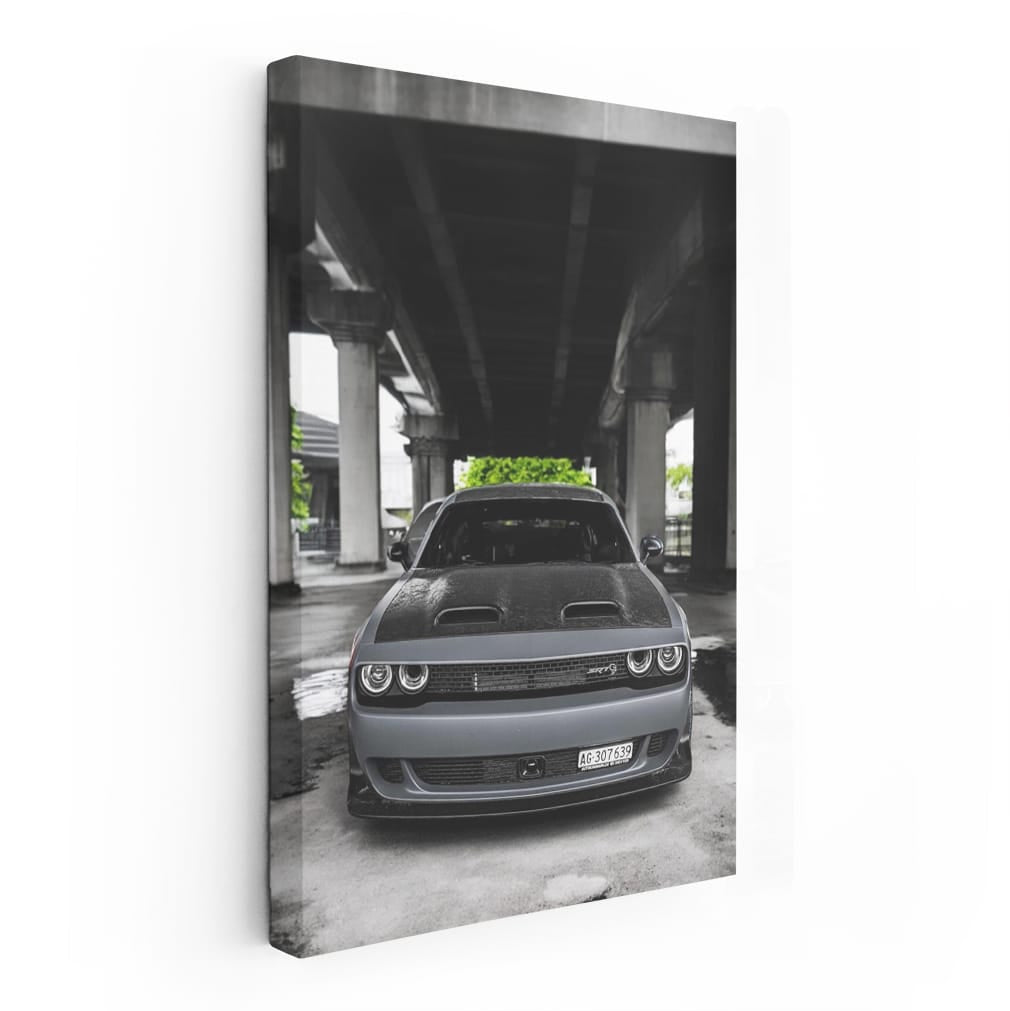 Challenger Hellcat Roars Under Bridge - Power Unleashed