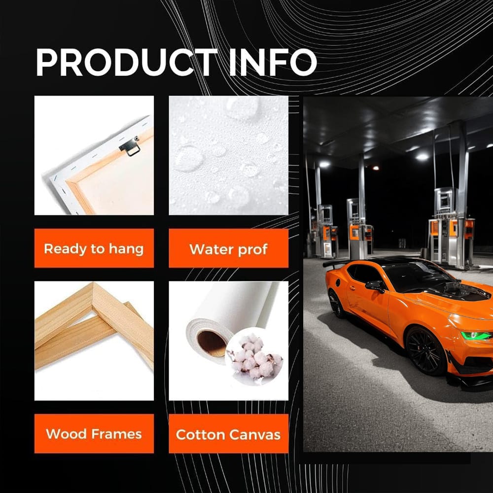 Orange Chevrolet Camaro Refueling - Sleek and Powerful Ride