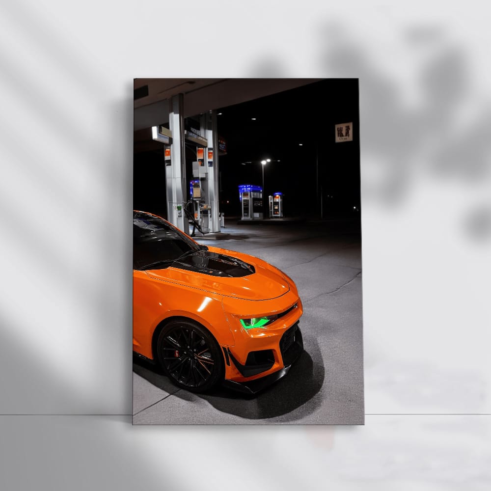 Orange Chevrolet Camaro Refueling - Bold and Dynamic