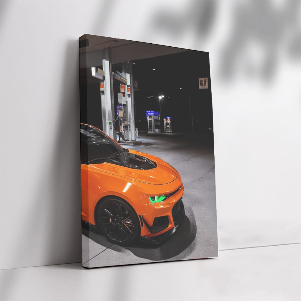 Orange Chevrolet Camaro Refueling - Bold and Dynamic