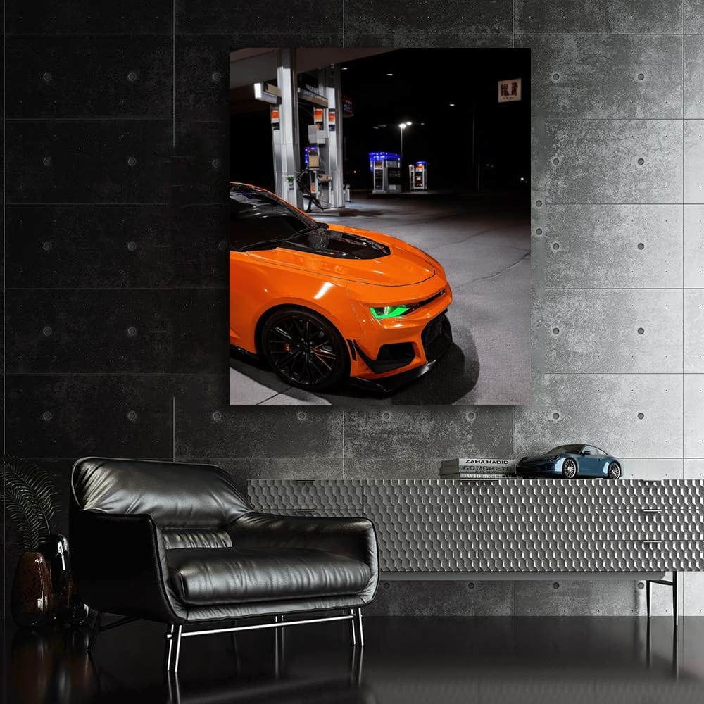 Orange Chevrolet Camaro Refueling - Bold and Dynamic