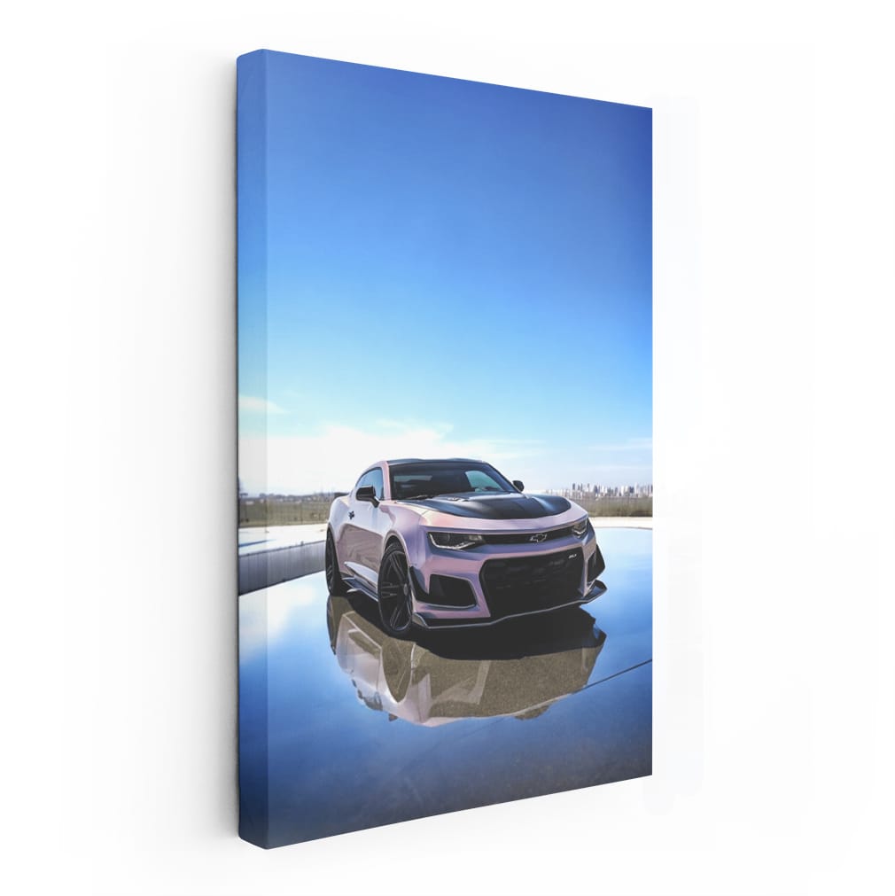 Pink Chevrolet Camaro with Cityscape Backdrop - Bold Style