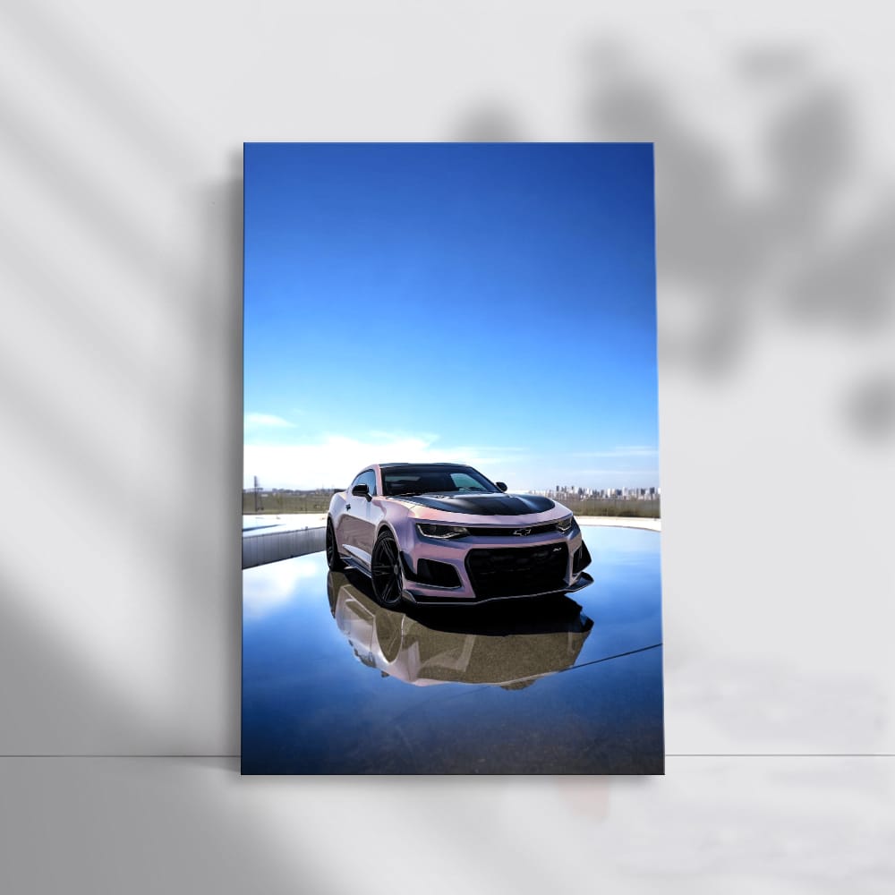 Pink Chevrolet Camaro with Cityscape Backdrop - Bold Style