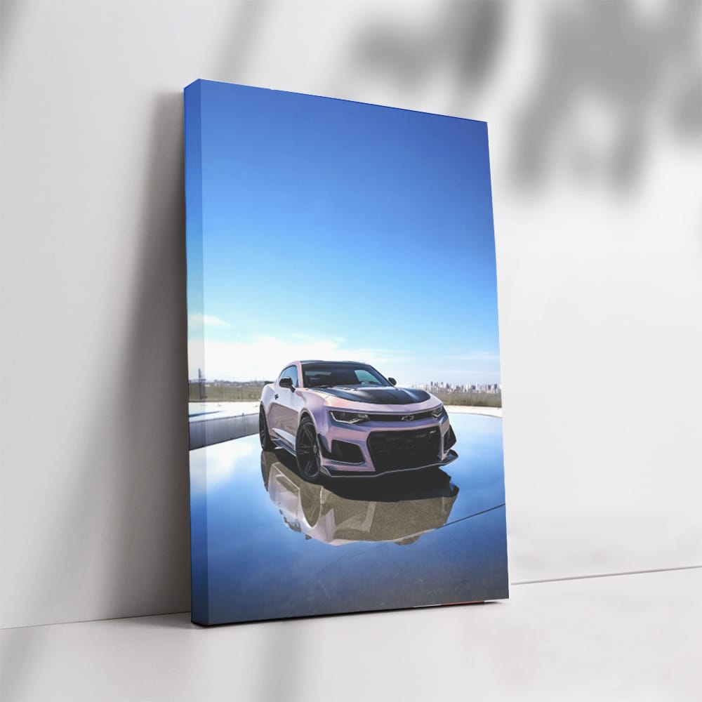 Pink Chevrolet Camaro with Cityscape Backdrop - Bold Style