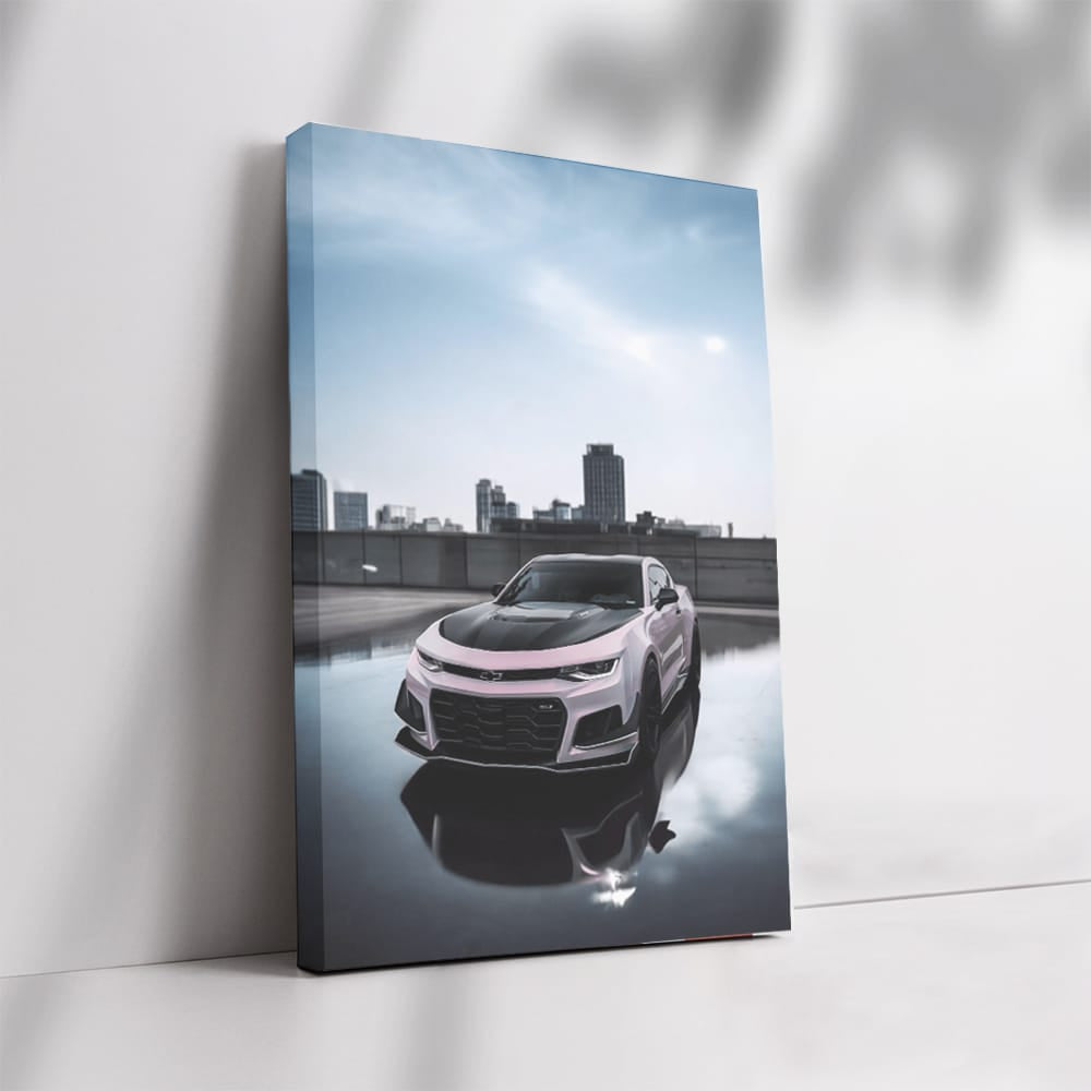 Pink Chevrolet Camaro with Cityscape Backdrop - Bold Elegance