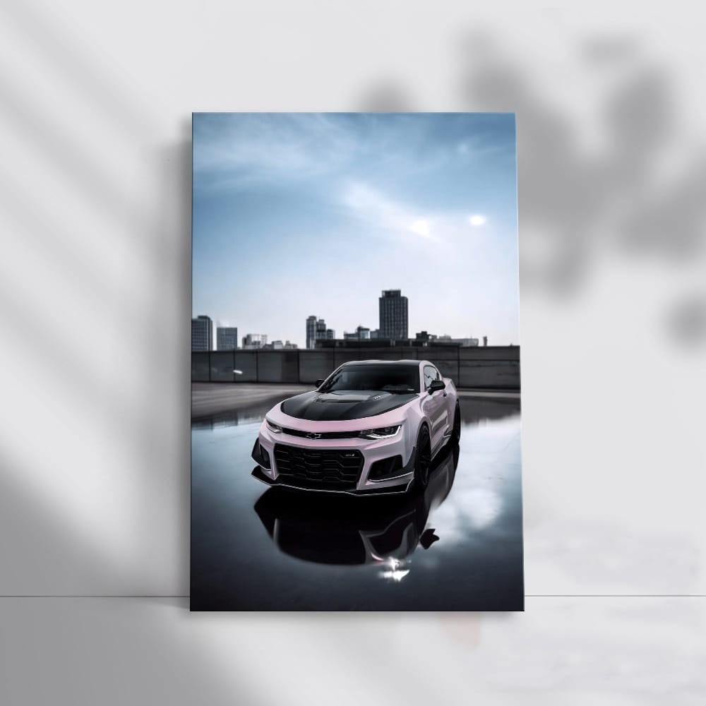 Pink Chevrolet Camaro with Cityscape Backdrop - Bold Elegance