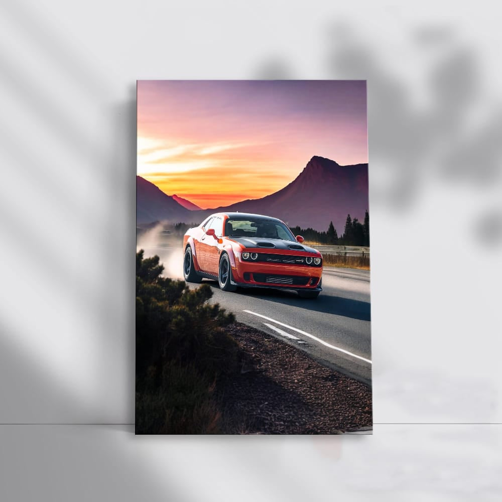 Dodge Challenger Cruising Highway - Bold and Powerful