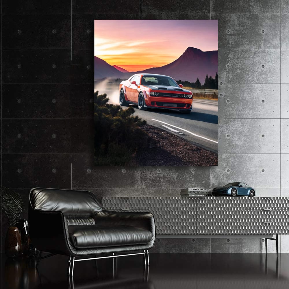 Dodge Challenger Cruising Highway - Bold and Powerful