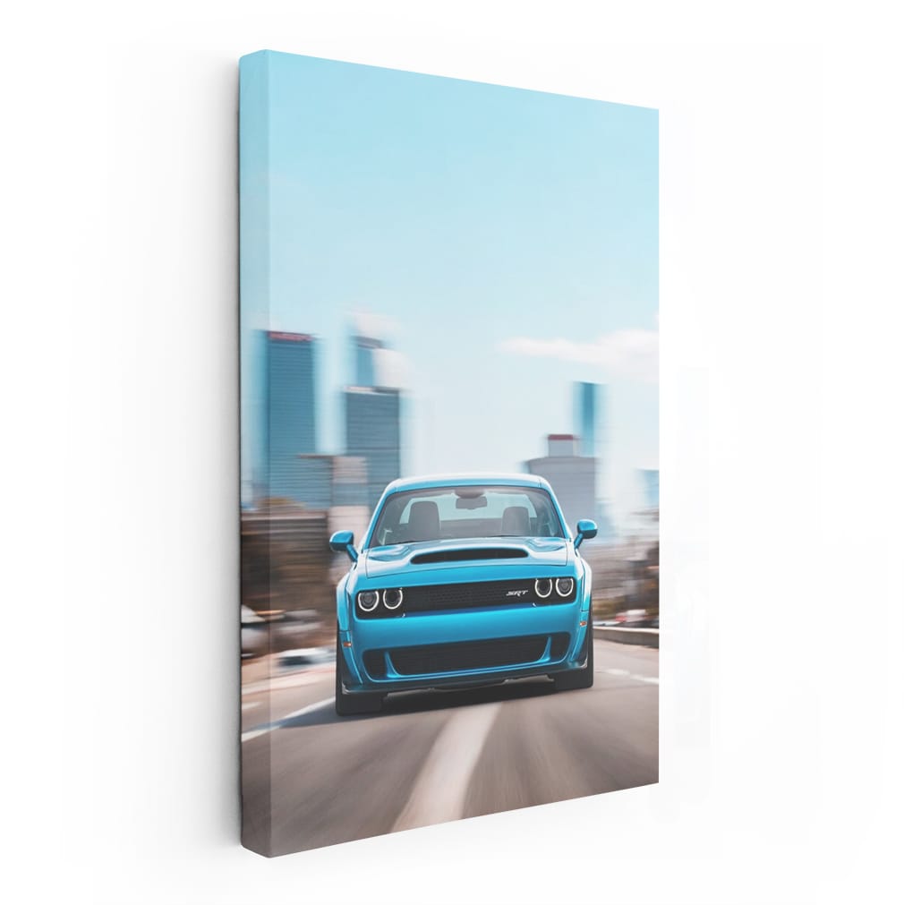 Dodge Challenger with Urban Skyline - Power and Presence