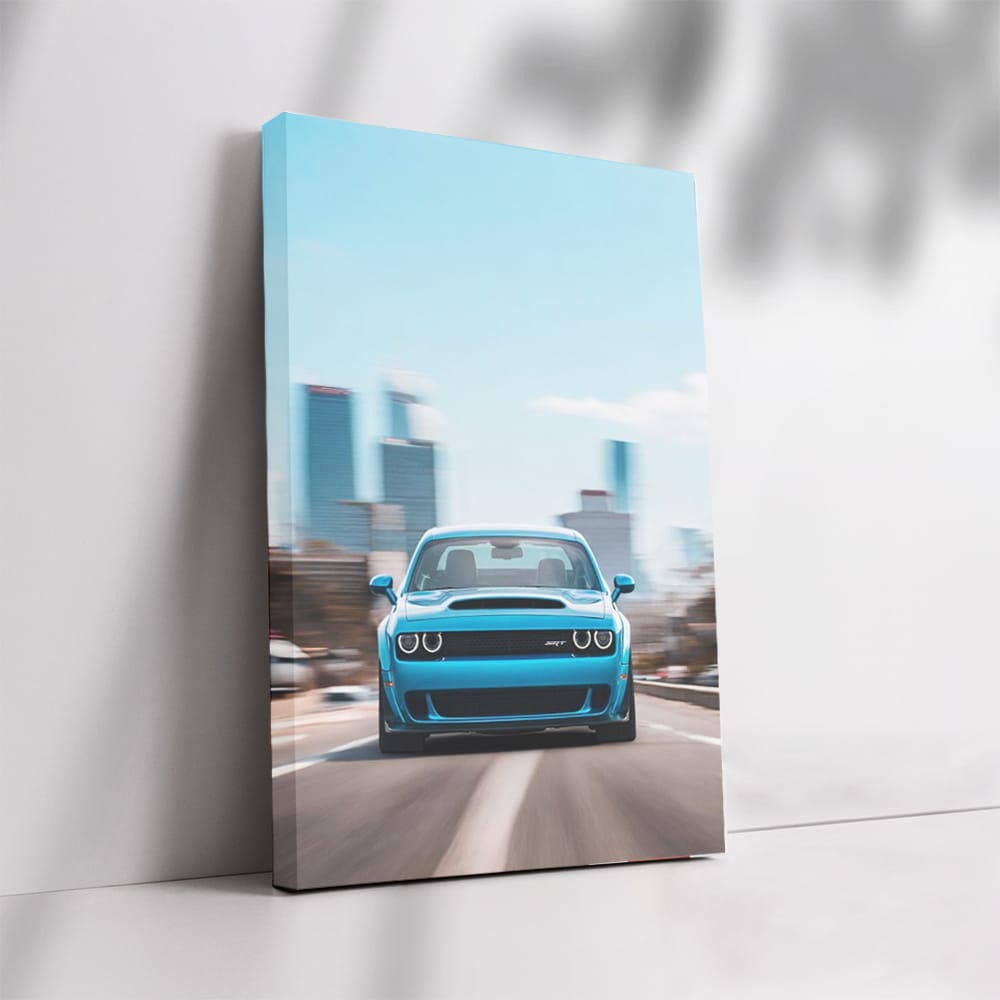 Dodge Challenger with Urban Skyline - Power and Presence