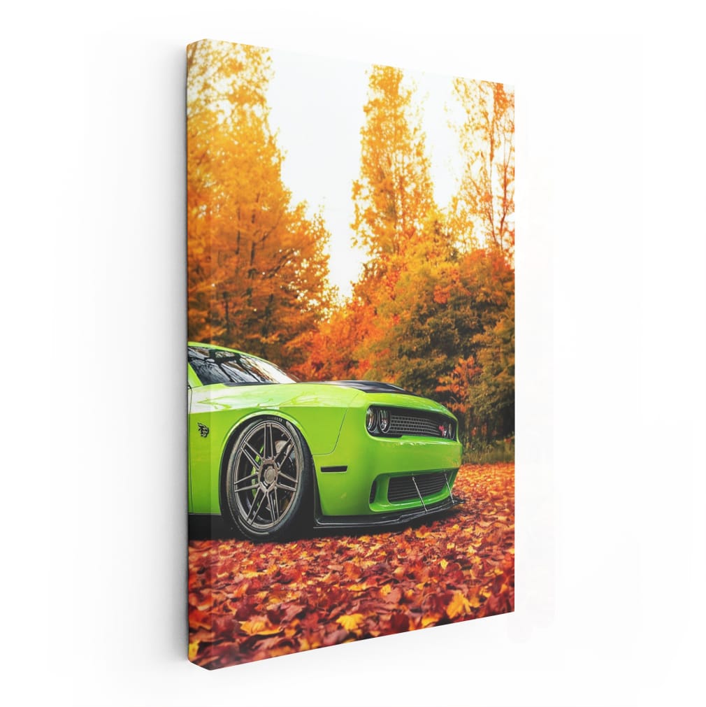 Golden Dodge Challenger in Autumn - Pure American Muscle