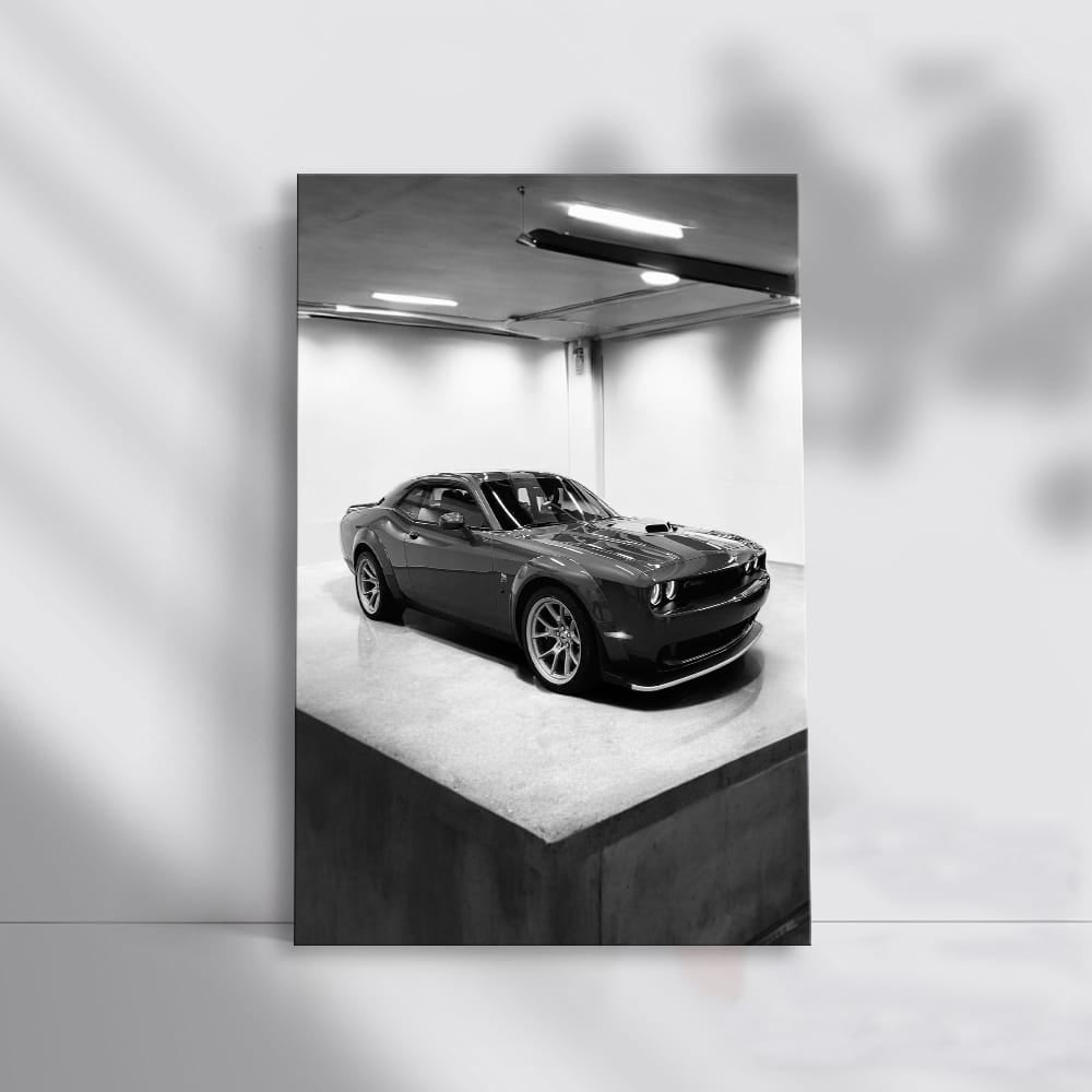 Sleek Gray Dodge Challenger Parked - Bold and Powerful