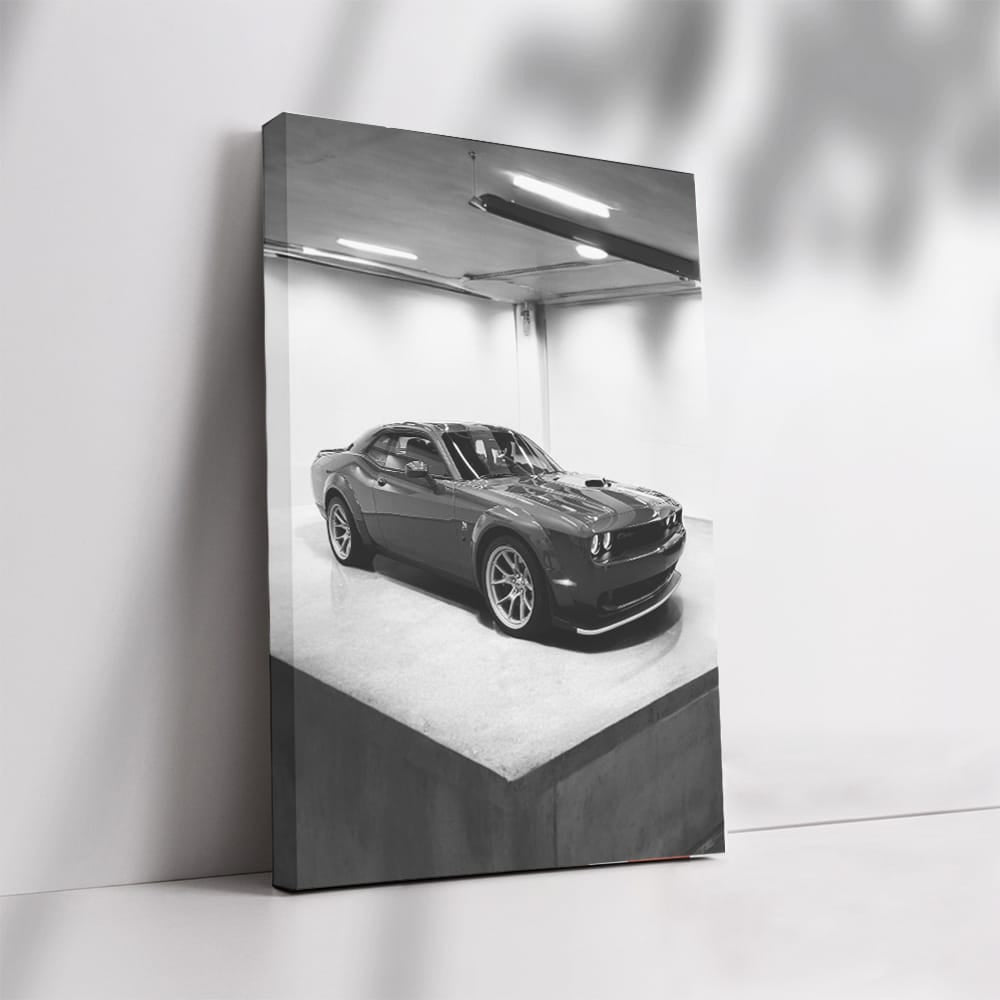 Sleek Gray Dodge Challenger Parked - Bold and Powerful