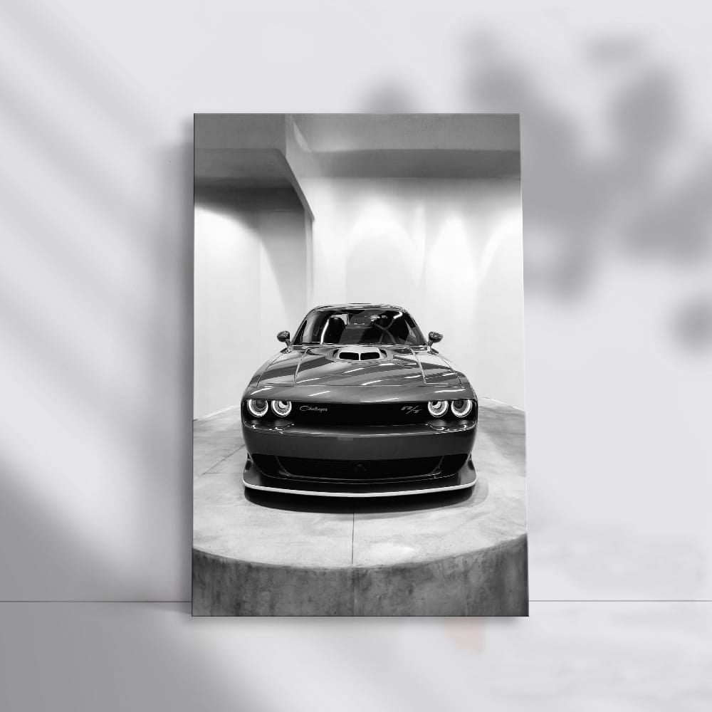 Sleek Gray Dodge Challenger Parked - Bold Muscle Power