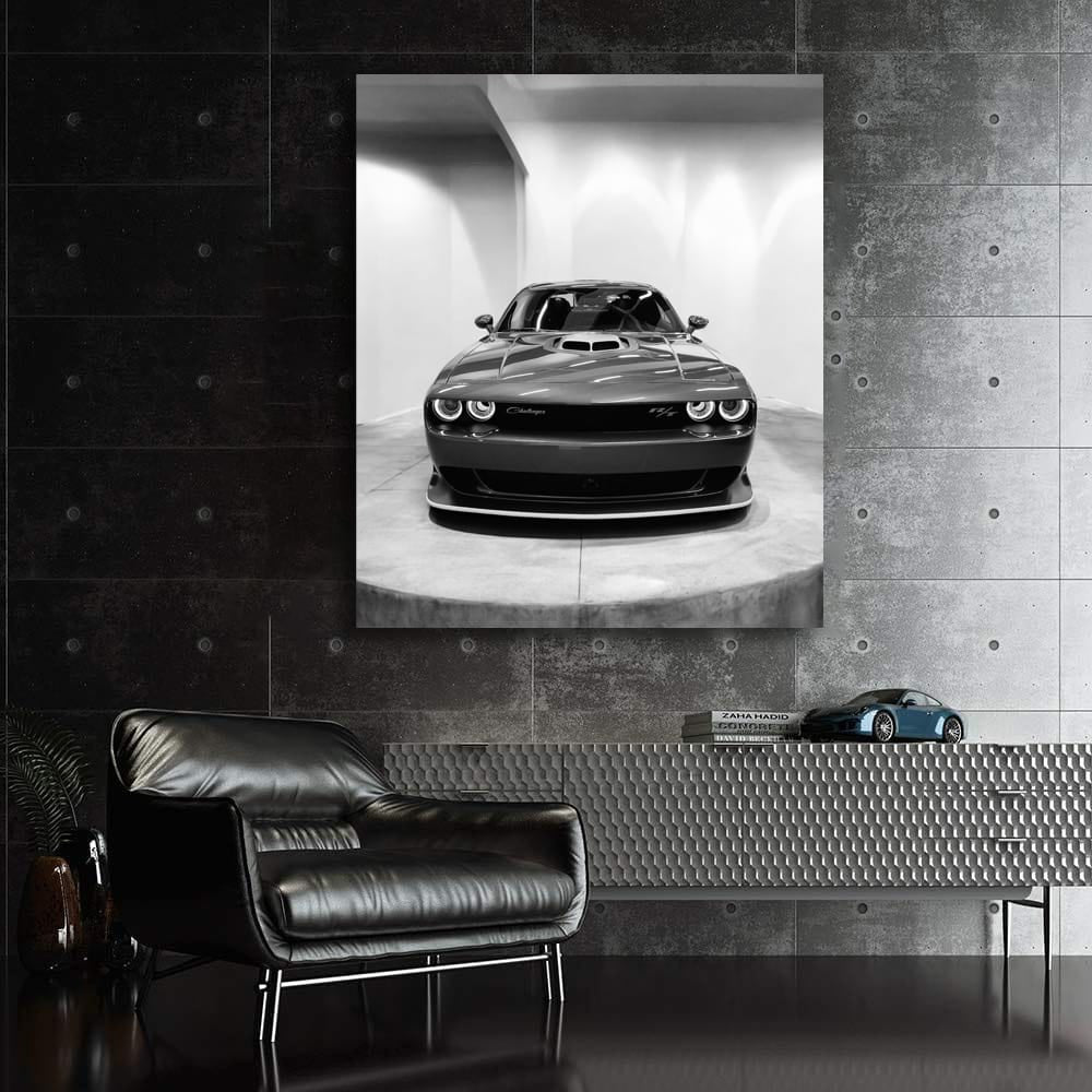 Sleek Gray Dodge Challenger Parked - Bold Muscle Power