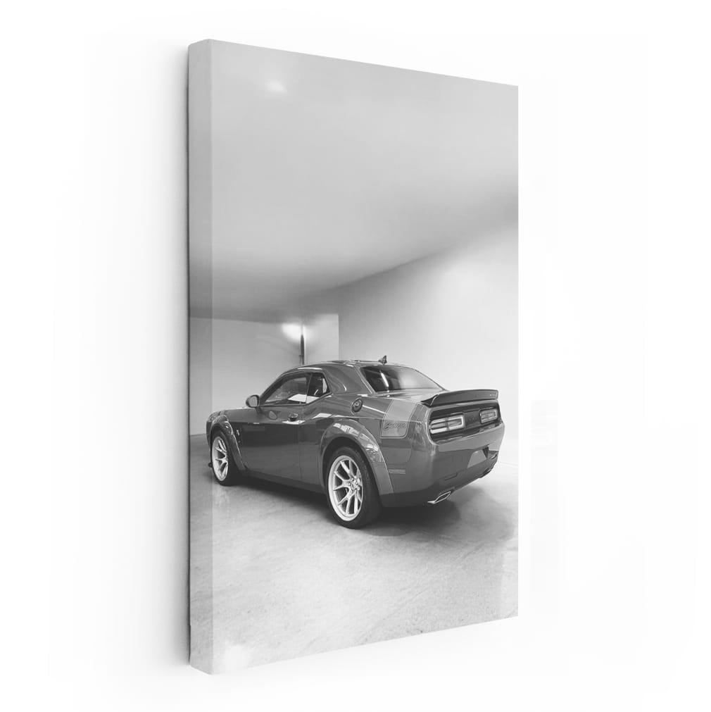 Grey Dodge Challenger Parked - Bold and Powerful Ride