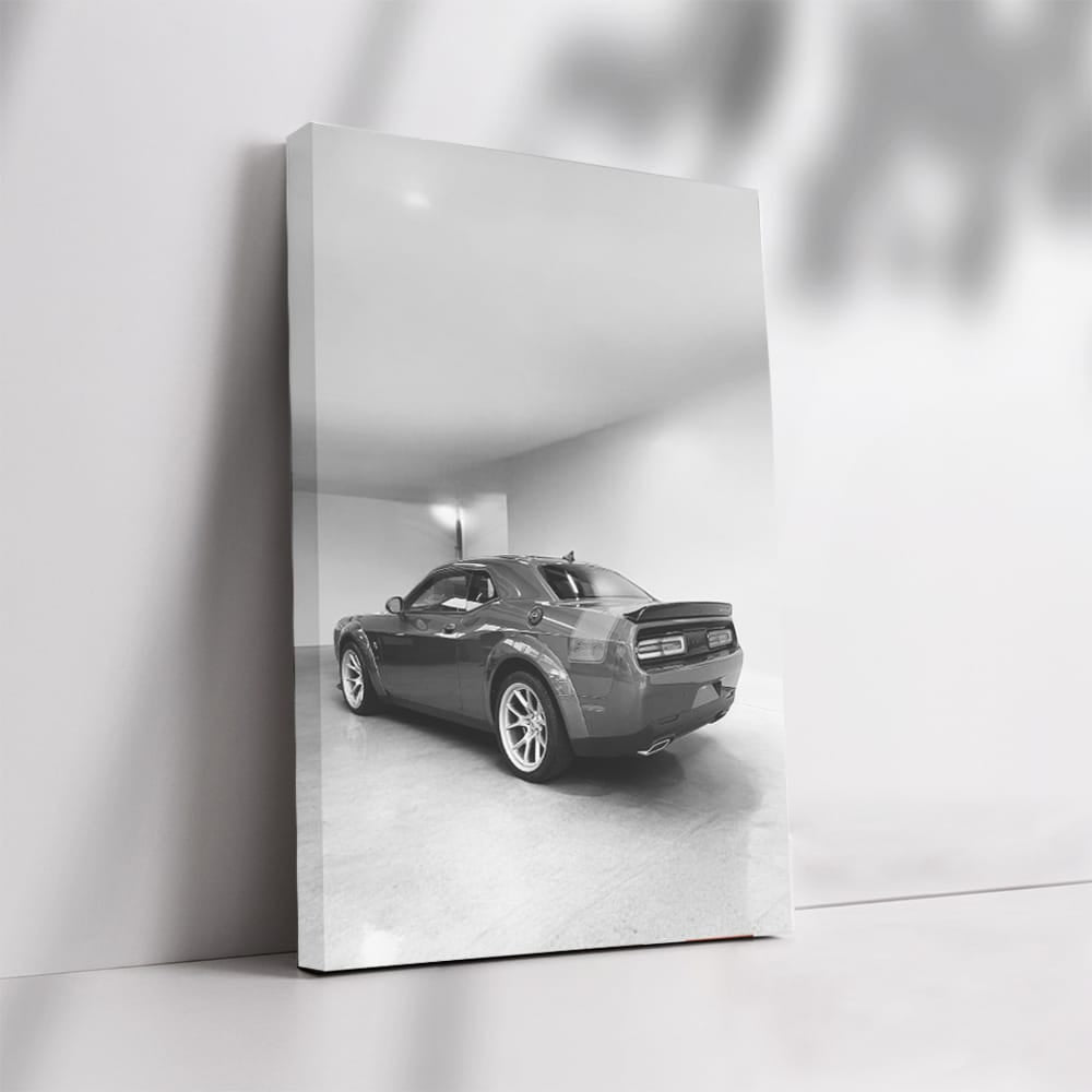 Grey Dodge Challenger Parked - Bold and Powerful Ride