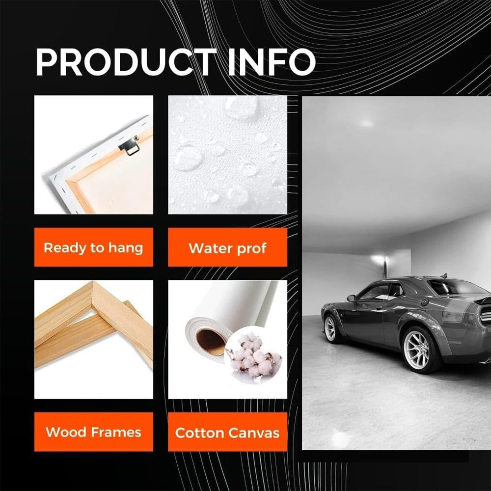 Grey Dodge Challenger Parked - Bold and Powerful Ride