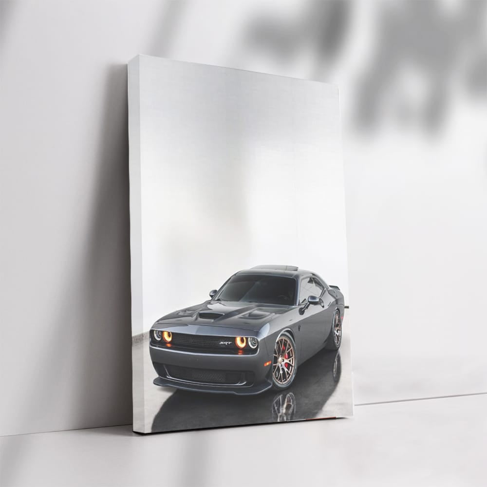 Grey Dodge Challenger in Parking - Power and Precision