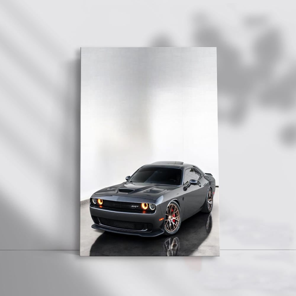 Grey Dodge Challenger in Parking - Power and Precision