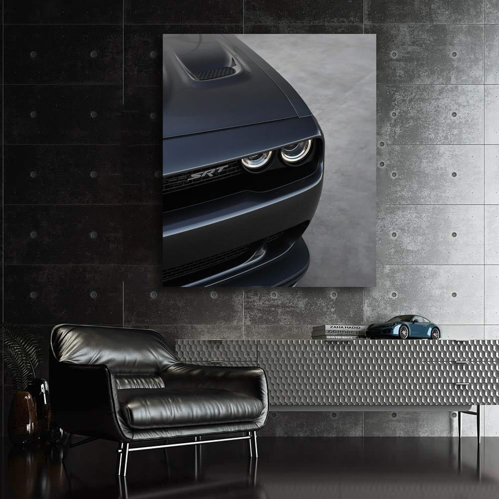 Grey Dodge Challenger in Parking - Power Meets Style