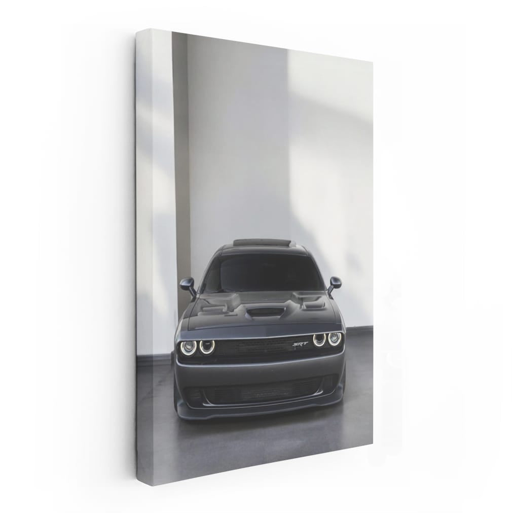 Grey Dodge Challenger in Parking - Bold and Powerful