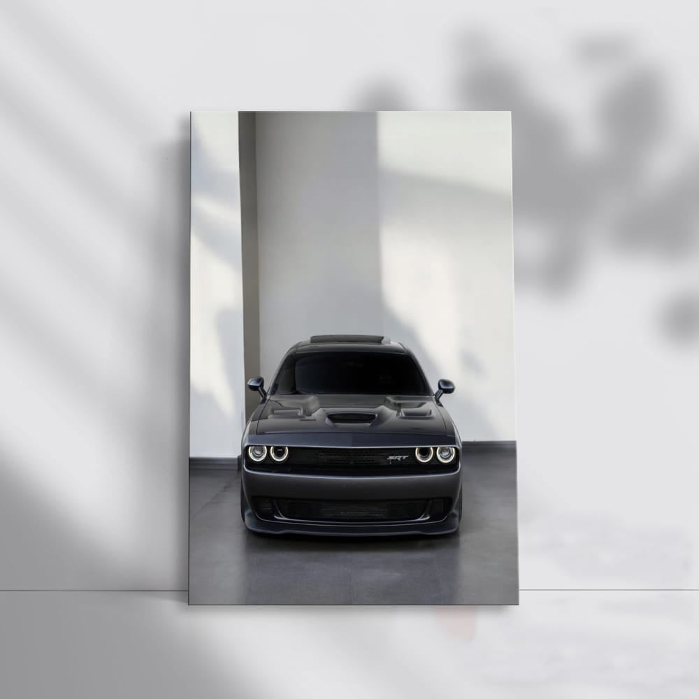 Grey Dodge Challenger in Parking - Bold and Powerful