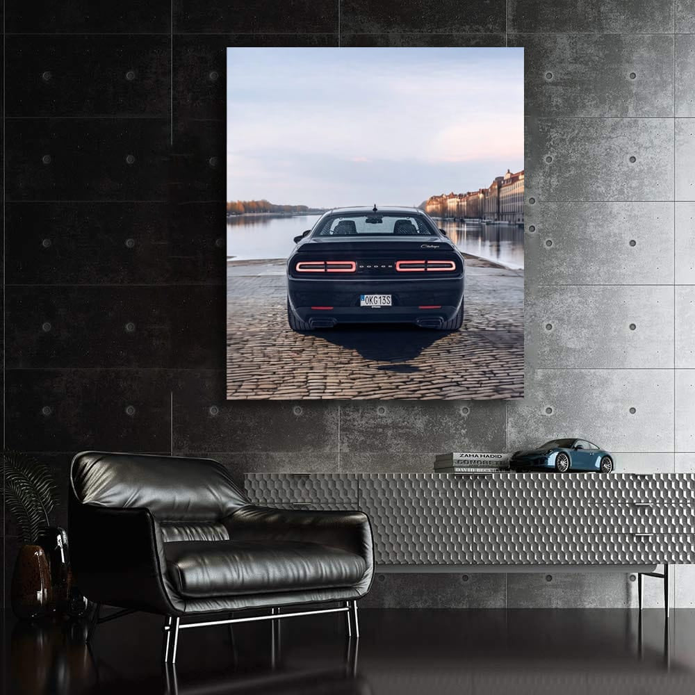 Dodge Challenger in European City Center - Powerful Icon