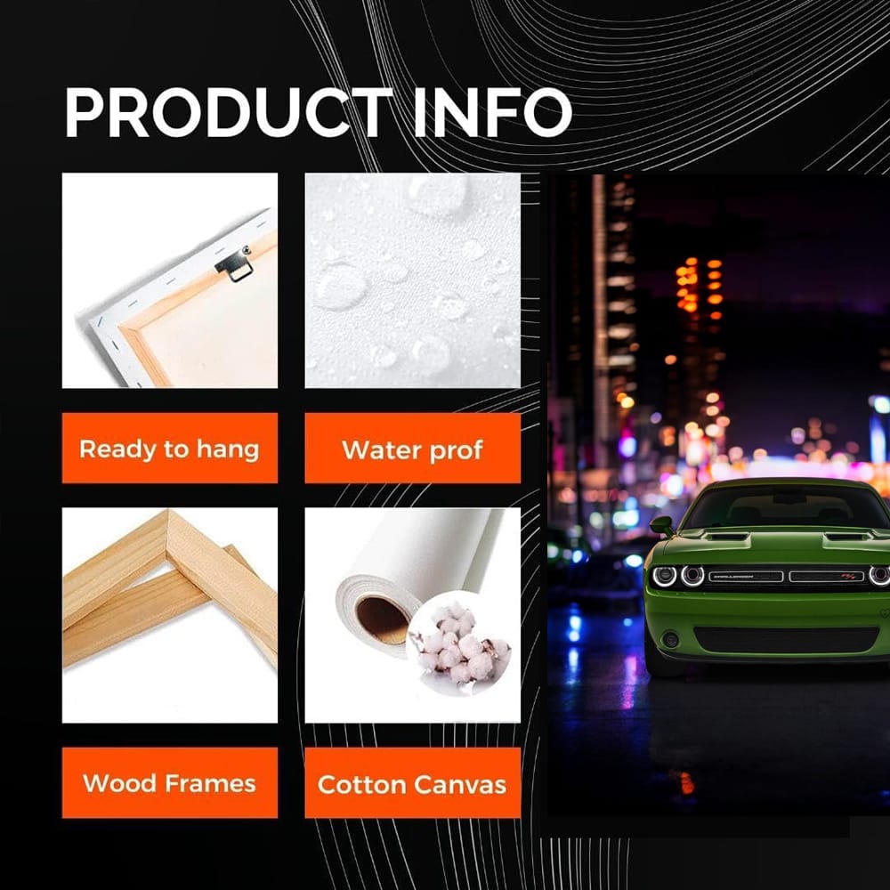 Nighttime Cityscape with Dodge Challenger - Bold and Powerful