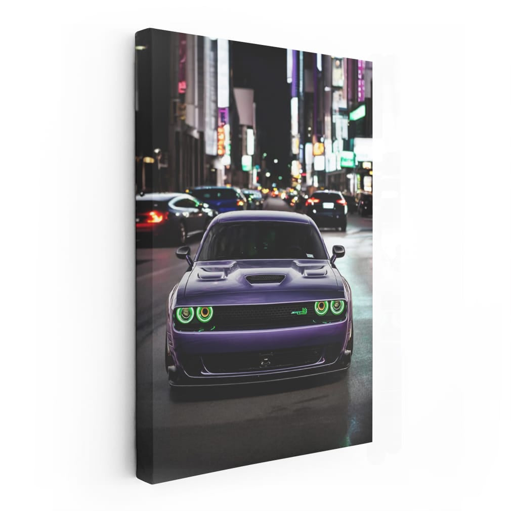 Dodge Challenger Roaring Through Night City - Power Unleashed