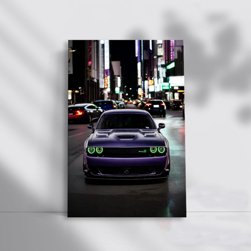 Dodge Challenger Roaring Through Night City - Power Unleashed