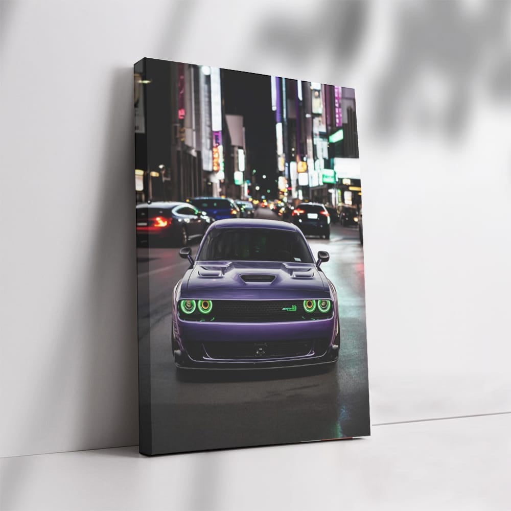 Dodge Challenger Roaring Through Night City - Power Unleashed