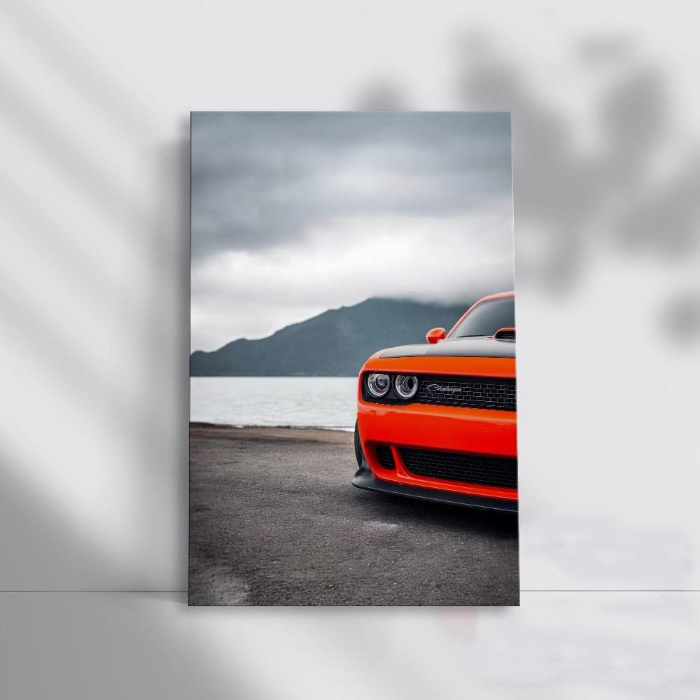 Dodge Challenger in Cloudy Mountain Skies - Bold and Fierce
