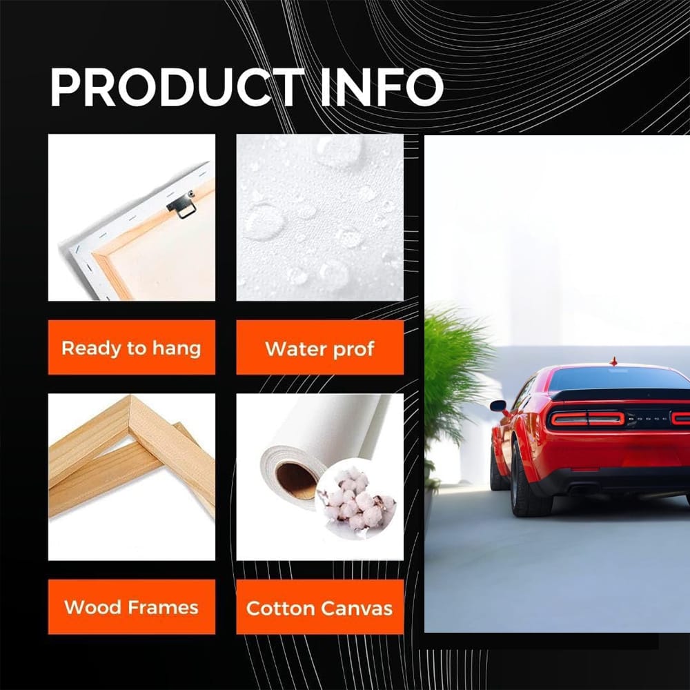 Red Dodge Challenger in Parking - Power and Style