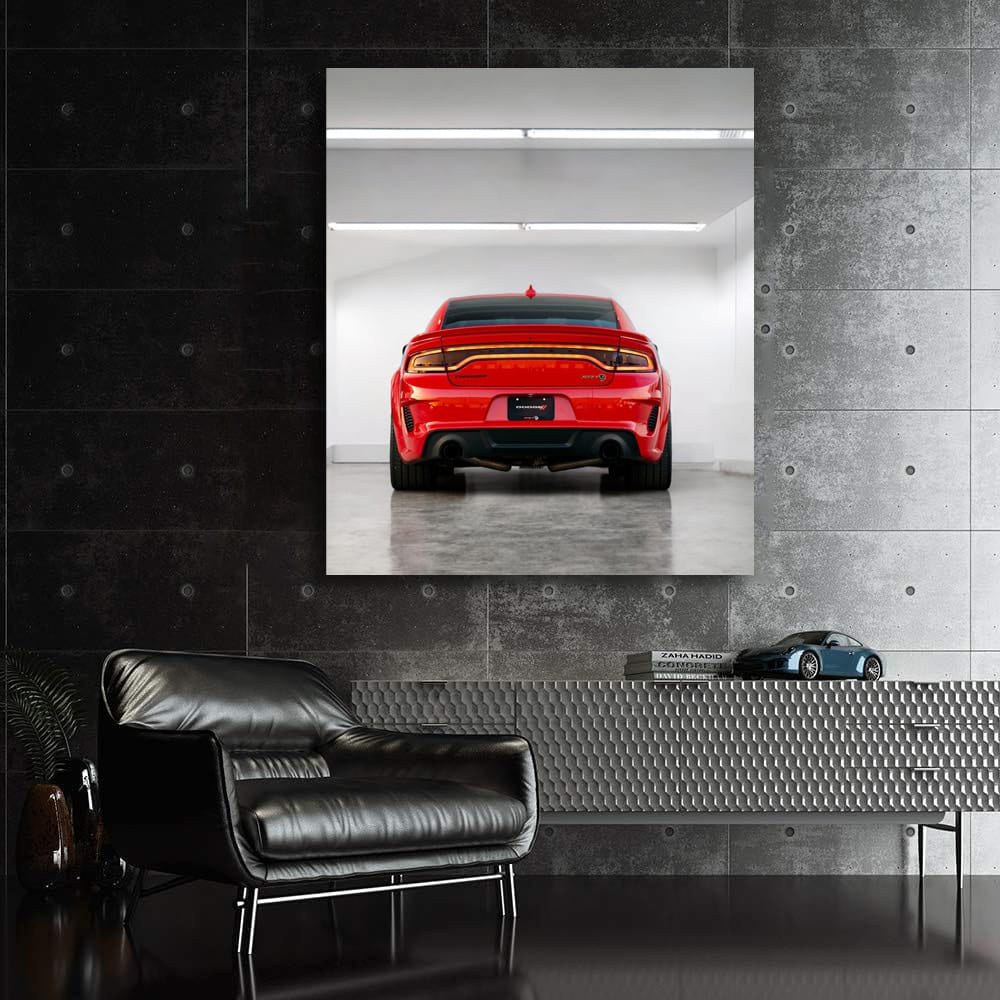 Red Dodge Charger in Parking - Bold and Powerful