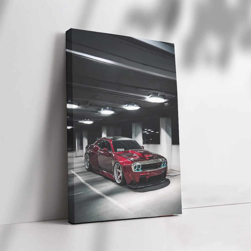 Hellcat Red Dodge in Parking - Power and Performance