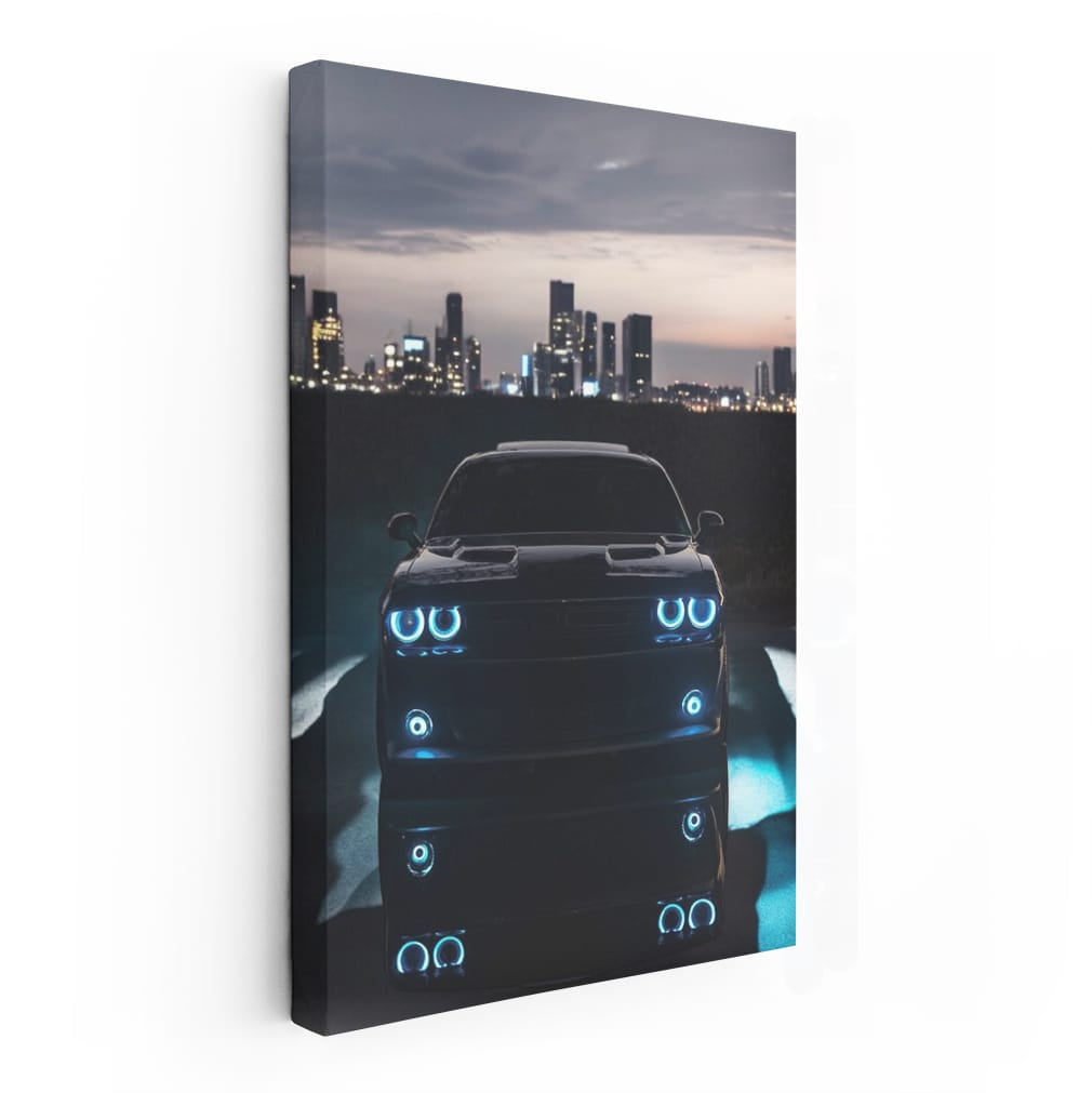 Dodge Challenger in Night Cityscape - Power and Presence
