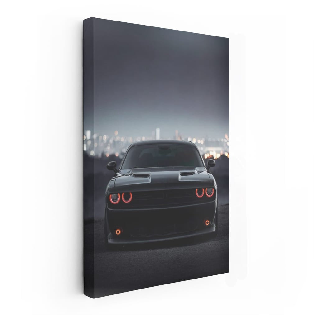 Dodge Challenger at Night Cityscape - Power and Elegance