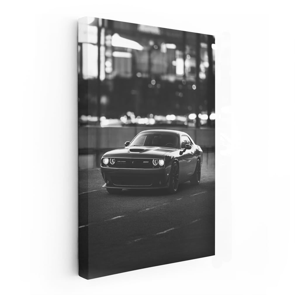 Dodge Challenger Black and White - Muscle Car Legend