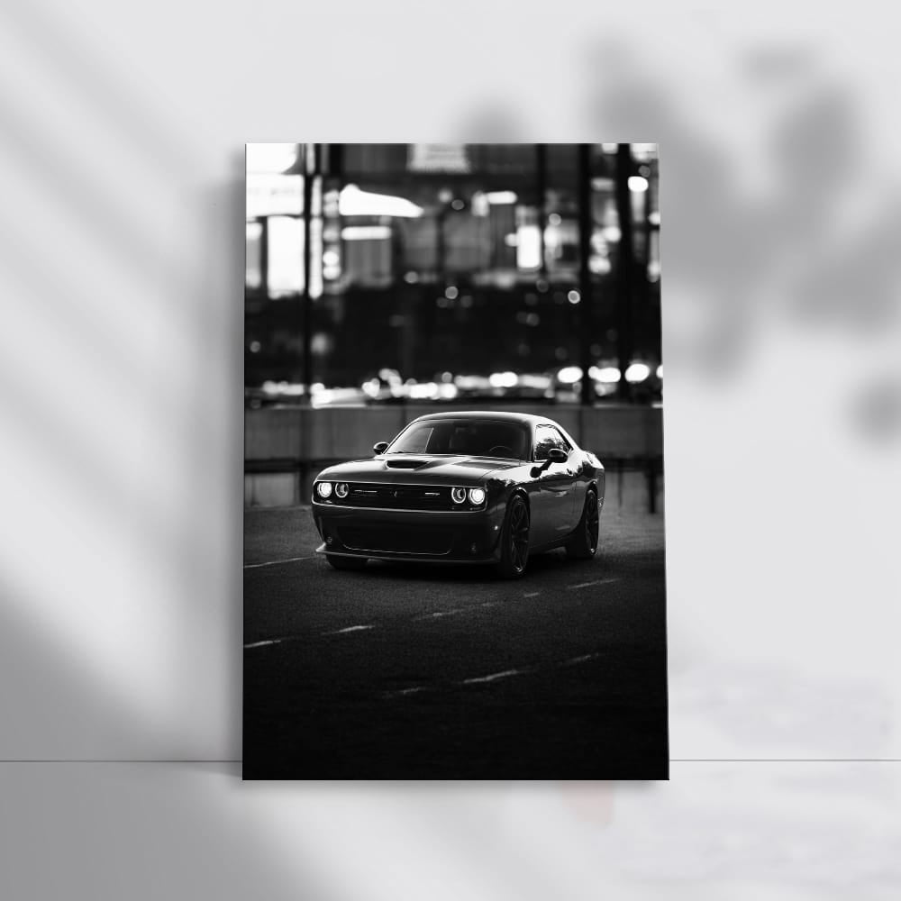 Dodge Challenger Black and White - Muscle Car Legend