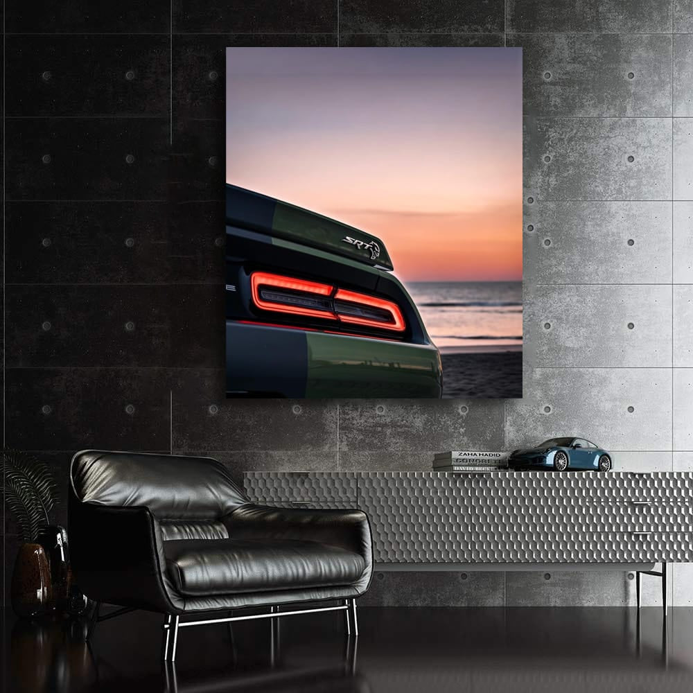 Sunset Dodge by Sea - Timeless Classic in Motion