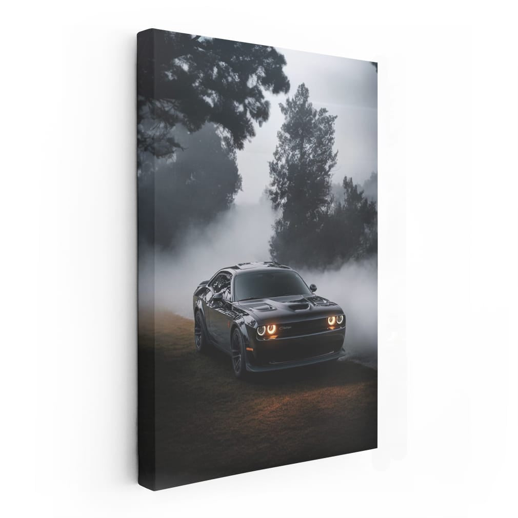 Stealthy Black Dodge in Mist - Power Meets Elegance