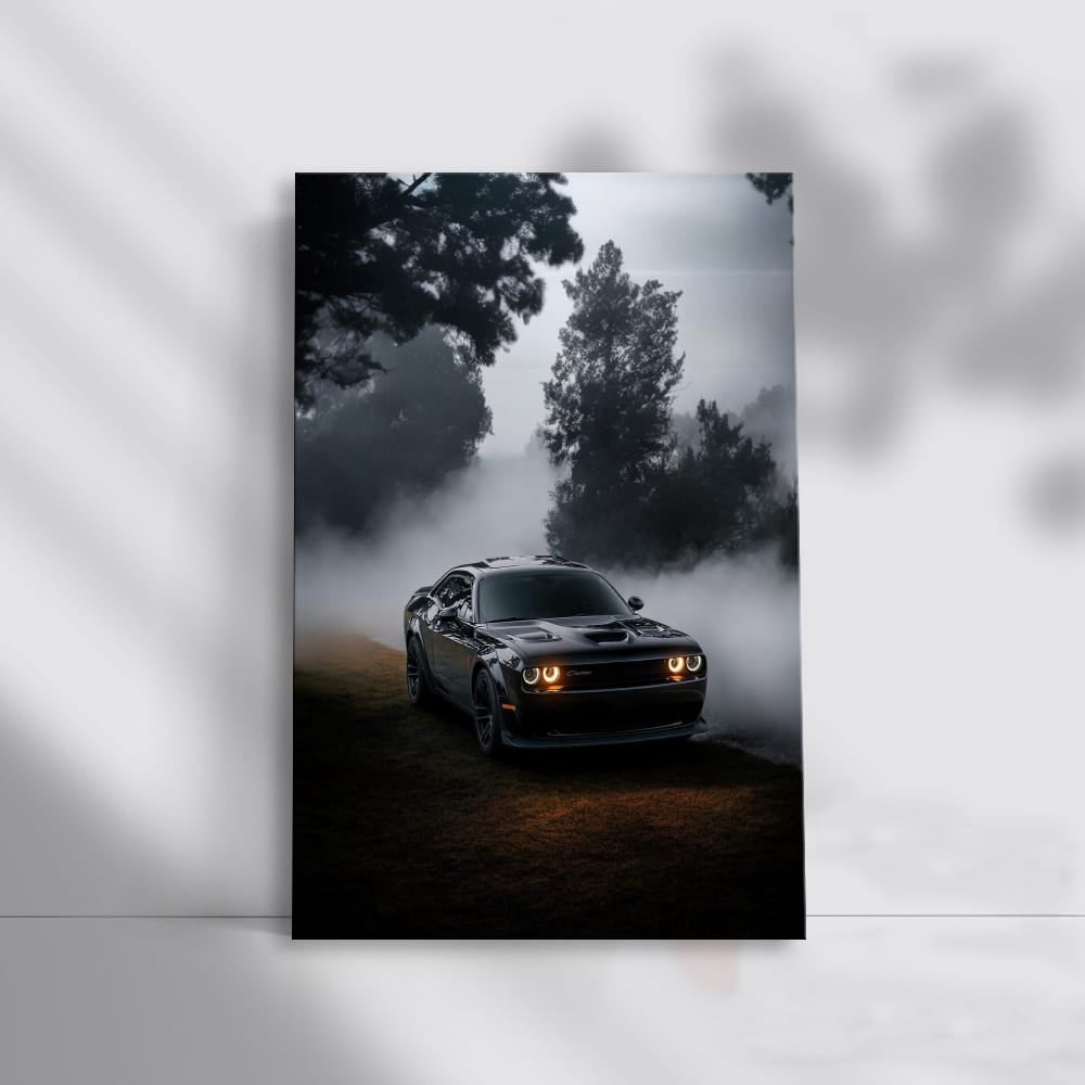 Stealthy Black Dodge in Mist - Power Meets Elegance