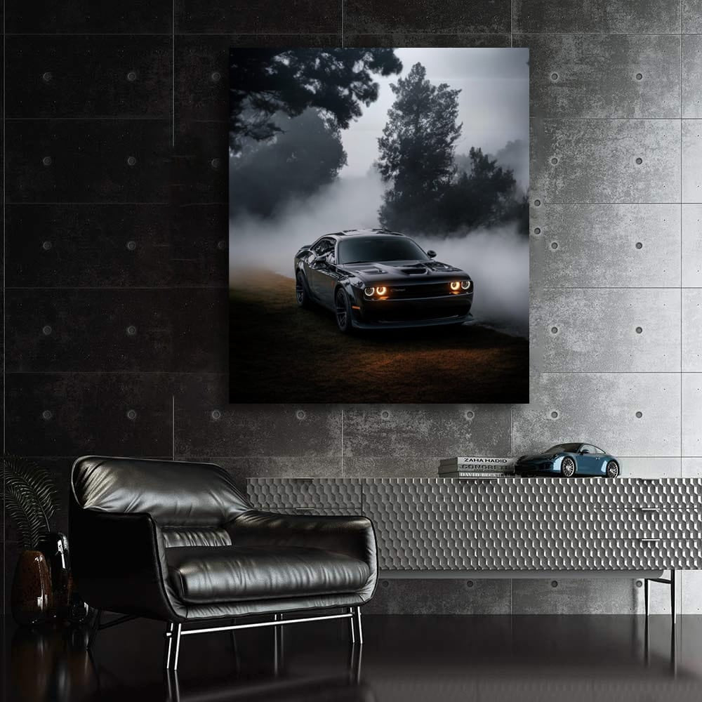 Stealthy Black Dodge in Mist - Power Meets Elegance