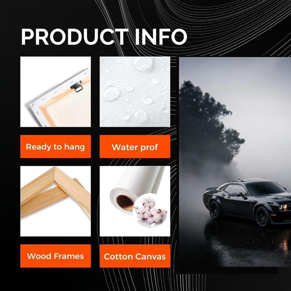 Black Dodge in Fog - Sleek and Mysterious Ride