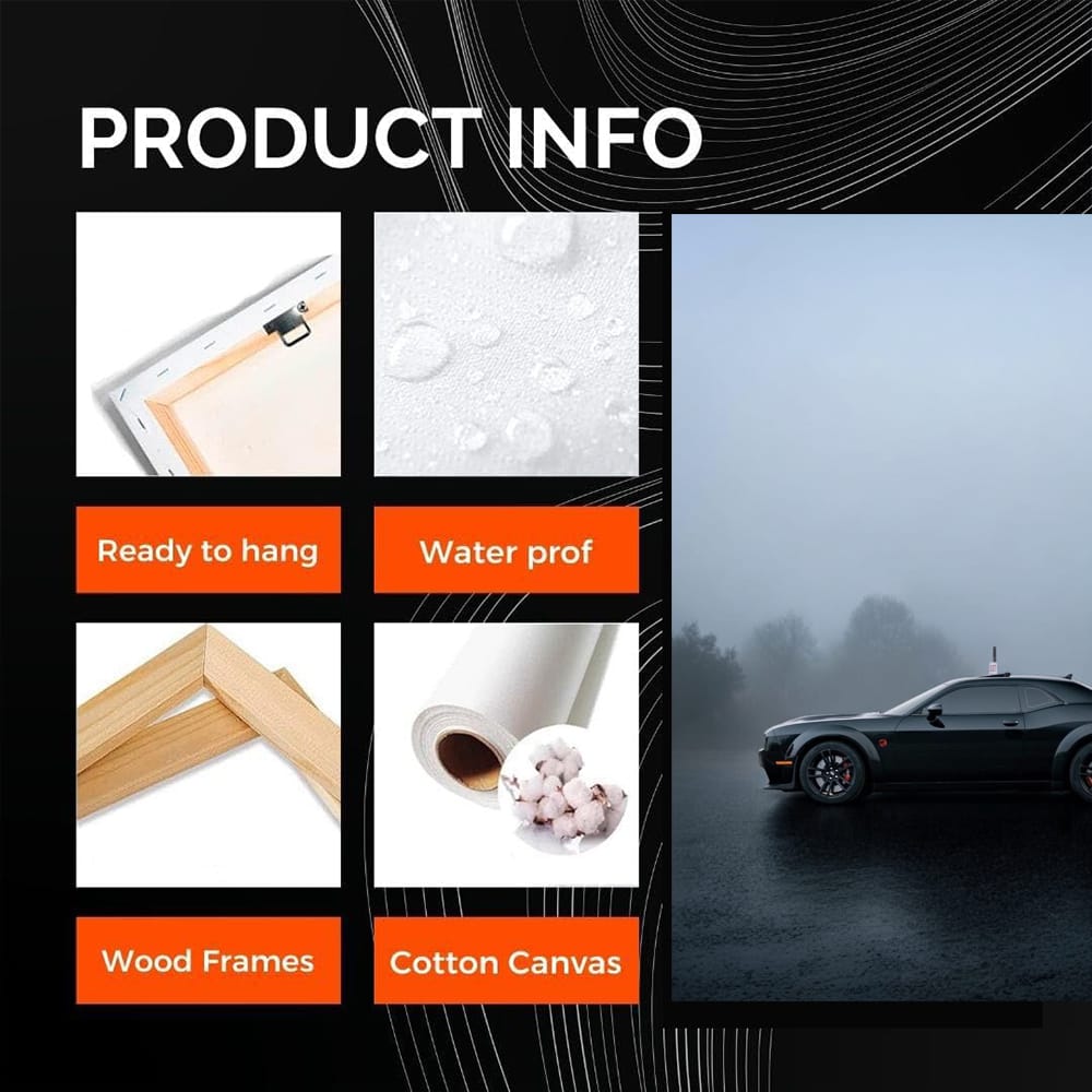 Stealthy Black Dodge in Fog - Power Meets Elegance